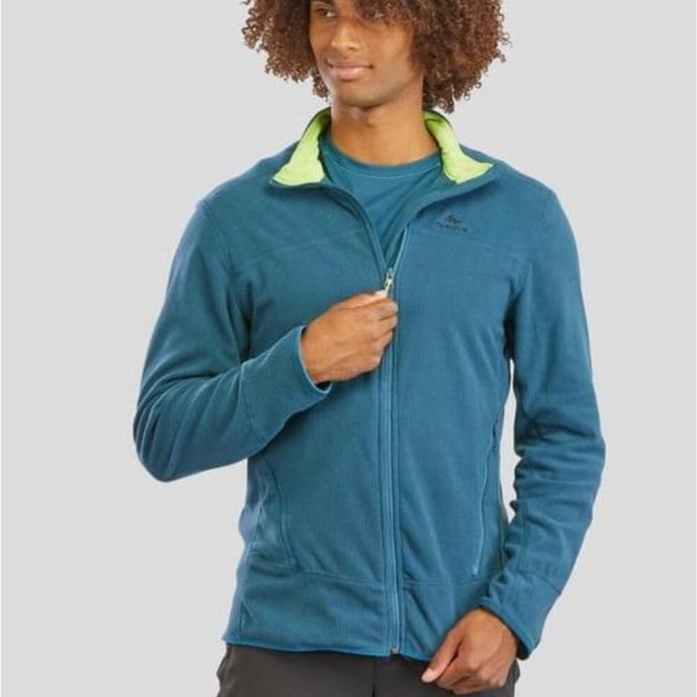 Quechua Teal Blue Micro Fleece Zip Jacket M Gorp Outdoor Granola Cozy Warm Base